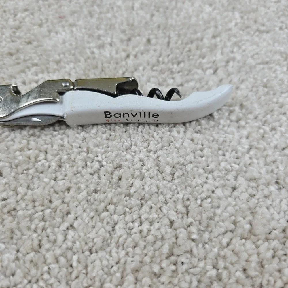 Banville Wine Merchants Waiter Corkscrew White Double Hinged‎ Wine Opener Tool